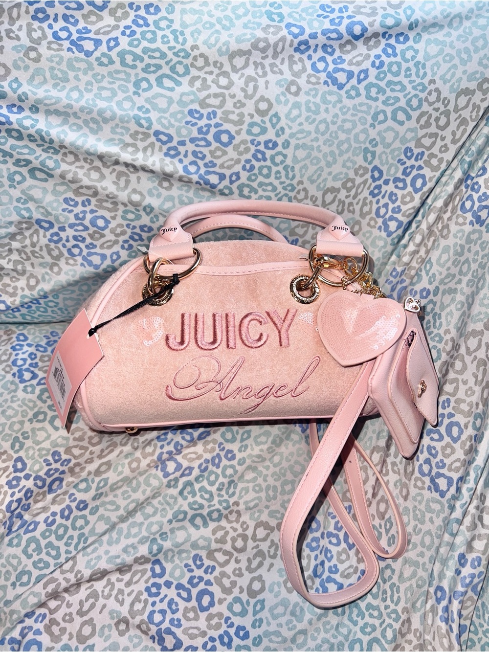 New Cream Juicy Couture Purse Juicy Angel Bowler Bag Handbag Terry Cloth Satchel